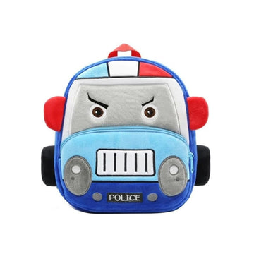 Police Car Kids Backpack | Cartoon Vehicle School Bag for Kids